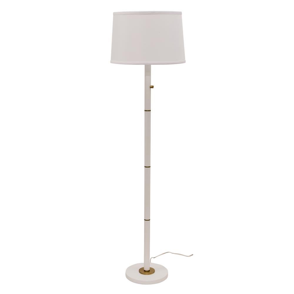 House of Troy RU703-WT Rupert three way floor lamp in white with weathered brass accents