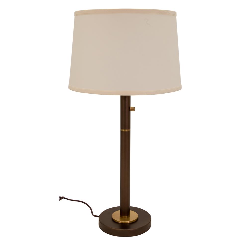 House of Troy RU750-CHB Rupert three way table lamp in chestnut bronze with weathered brass accents and USB port