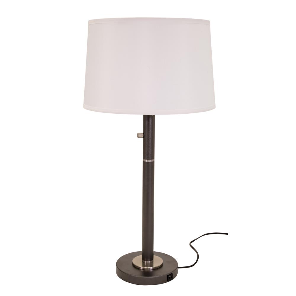 House of Troy RU750-GT Rupert three way table lamp in black with satin nickel accents and USB port