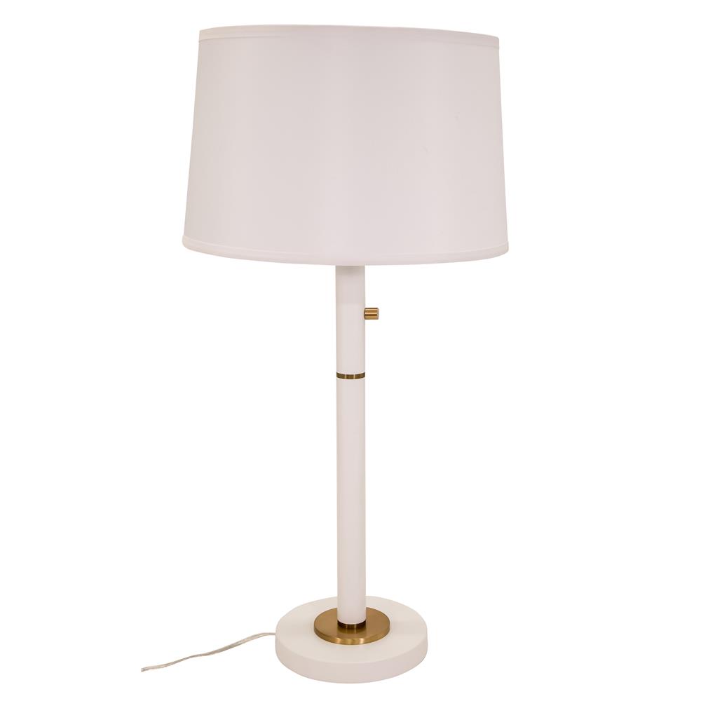 House of Troy RU750-WT Rupert three way table lamp in white with weathered brass accents and USB port