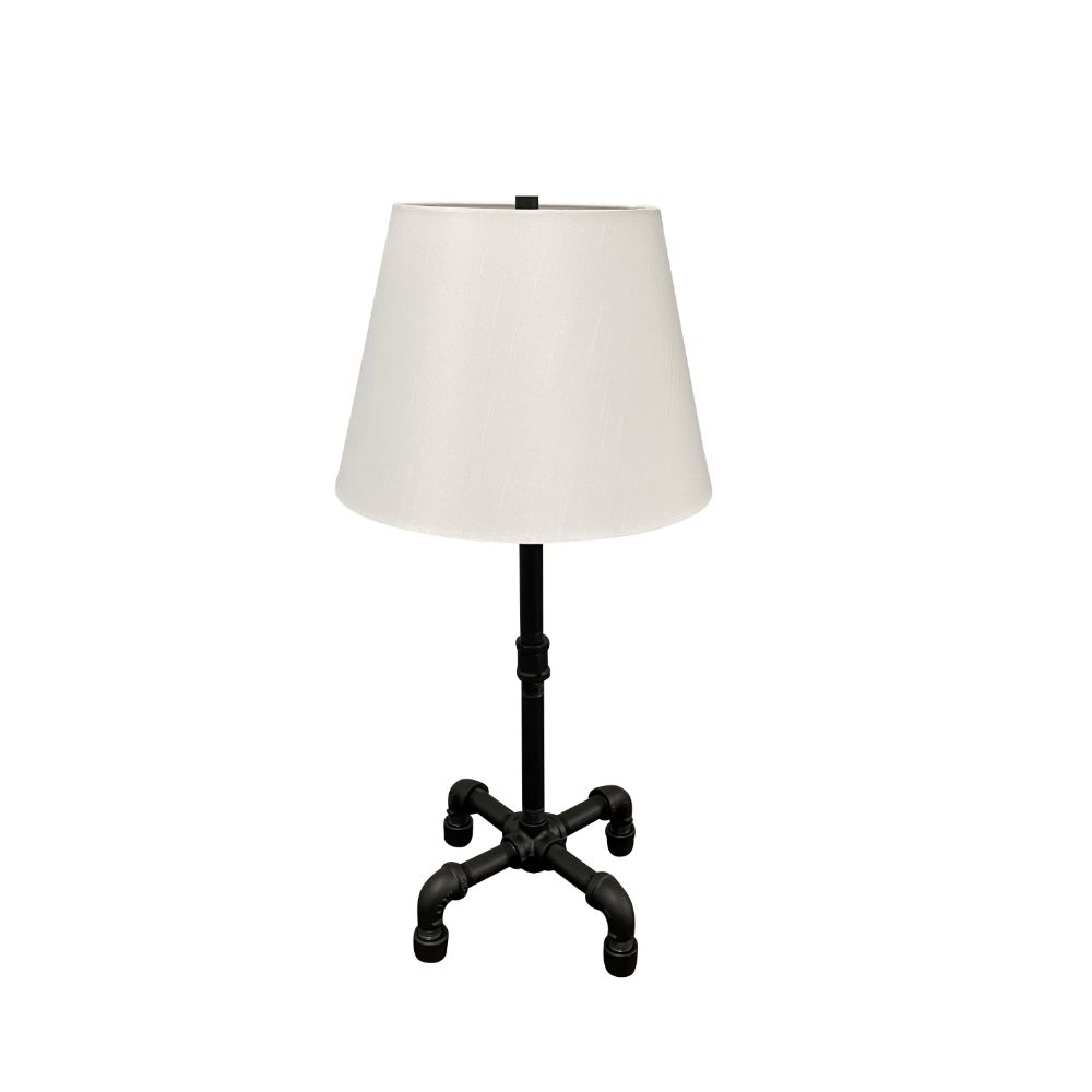 House of Troy ST650-BLK Studio Industrial Black Table Lamp With Fabric Shade