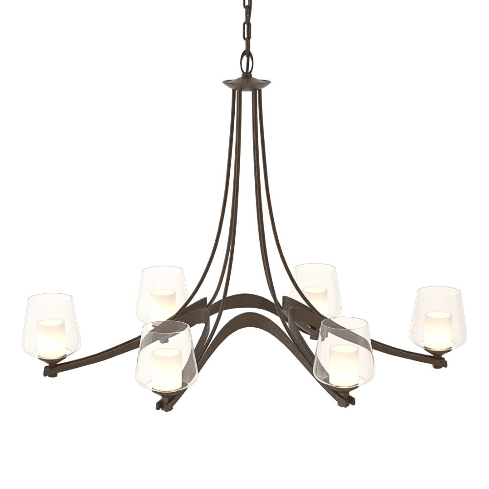 Hubbardton Forge 104116-1001 Oval Ribbon 6 Arm Chandelier in Bronze (05)