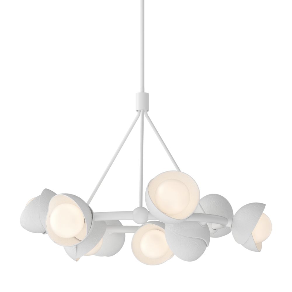 Hubbardton Forge 131068-1000 Brooklyn 9-Light Double Shade Ring Pendant - White Finish - White Accent - Opal Glass