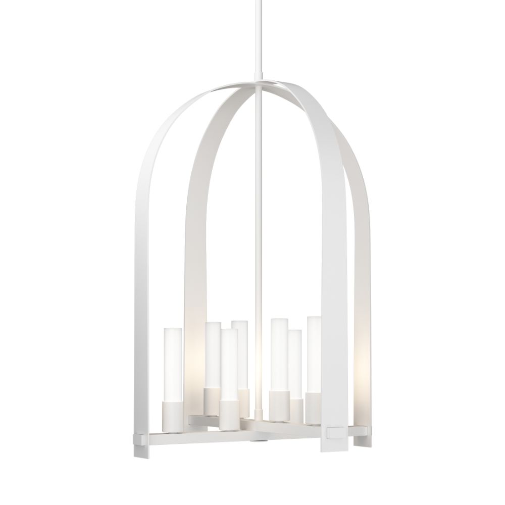 Hubbardton Forge 131071-1000 Triomphe 8-Light Pendant - White Finish - Frosted Glass