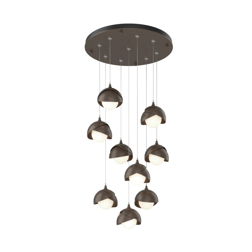 Hubbardton Forge 131105-1000 Brooklyn 9-Light Double Shade Round Pendant in Bronze (05)