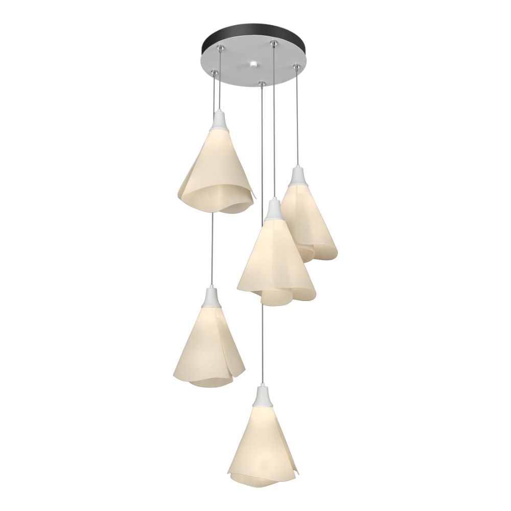Hubbardton Forge 131122-1000 Mobius 5-Light Pendant - White Finish - Spun Frost - Standard Overall Height