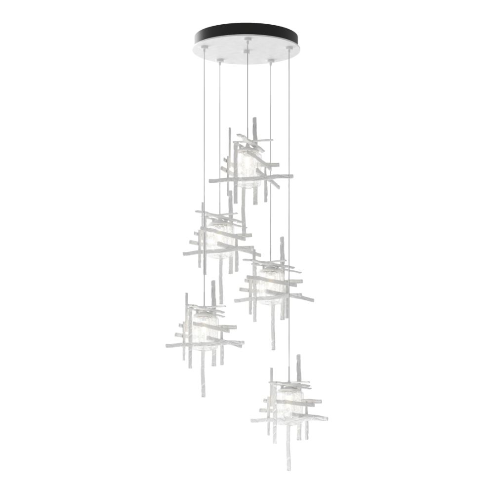 Hubbardton Forge 131126-1000 Tura 5-Light Seeded Glass Pendant - White Finish - Seeded Clear Glass - Standard Overall Height