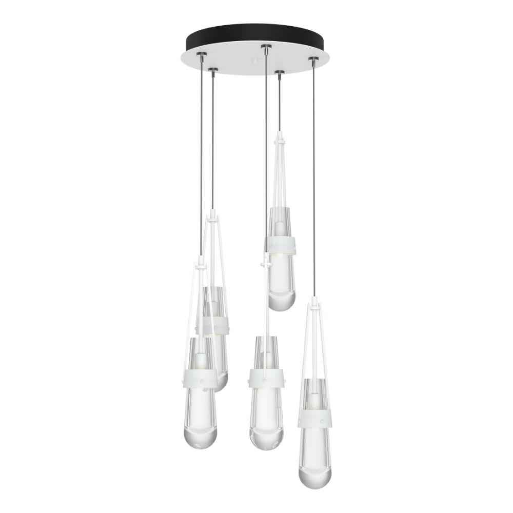 Hubbardton Forge 131127-1000 Link 5-Light Clear Glass Pendant - White Finish - Clear Glass - Standard Overall Height