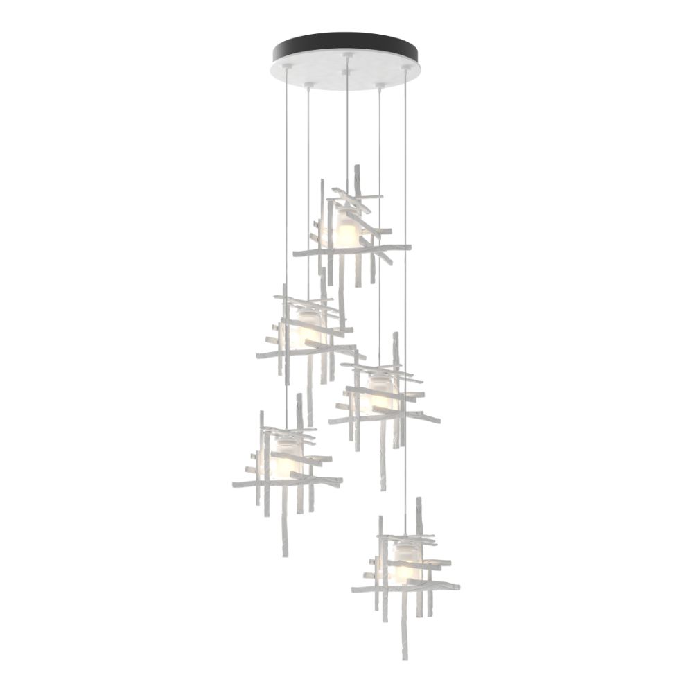 Hubbardton Forge 131128-1000 Tura 5-Light Frosted Glass Pendant - White Finish - Cast Glass - Standard Overall Height