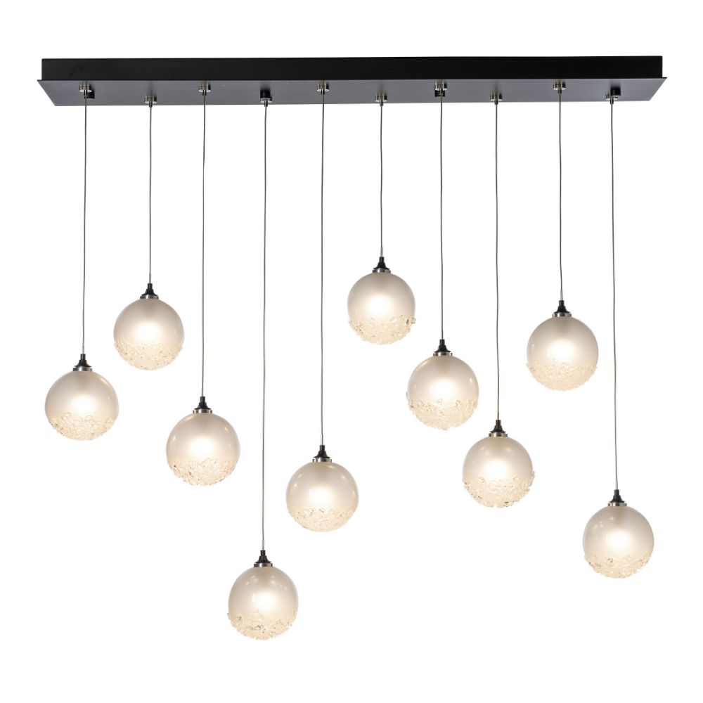 Hubbardton Forge 131130-1000 Fritz Globe 10-Light Pendant - White Finish - Frosted Glass - Standard Overall Height