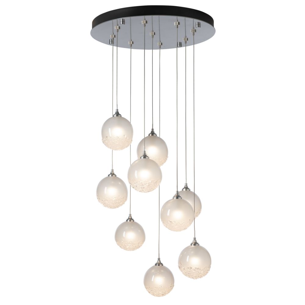 Hubbardton Forge 131133-1000 Fritz Globe 9-Light Pendant - White Finish - Frosted Glass - Standard Overall Height