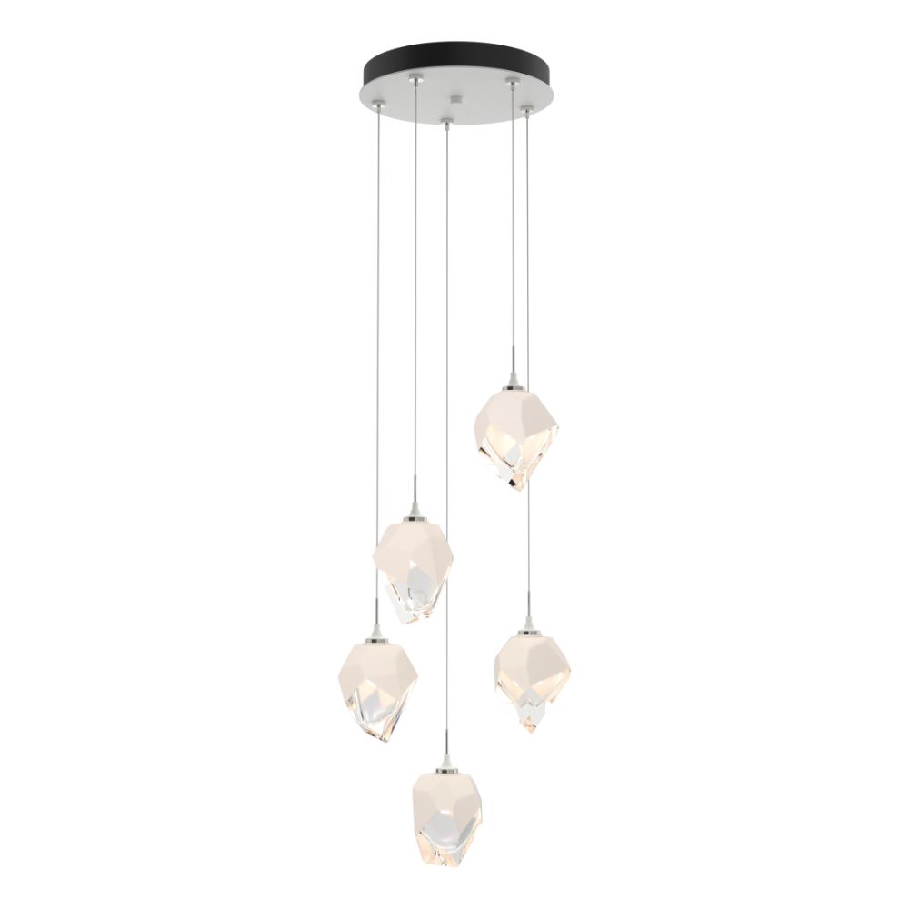Hubbardton Forge 131137-1000 Chrysalis 5-Light Small Crystal Pendant - White Finish - White Crystal - Standard Overall Height
