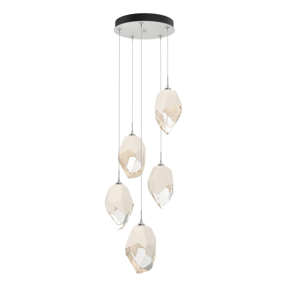 Hubbardton Forge 131138-1000 Chrysalis 5-Light Large Crystal Pendant - White Finish - White Crystal - Standard Overall Height
