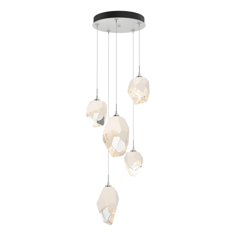 Hubbardton Forge 131139-1000 Chrysalis 5-Light Mixed Crystal Pendant - White Finish - White Crystal - Standard Overall Height