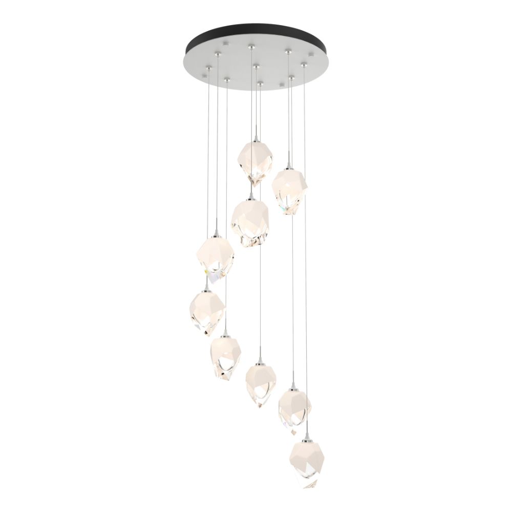 Hubbardton Forge 131140-1000 Chrysalis 9-Light Small Crystal Pendant - White Finish - White Crystal - Standard Overall Height