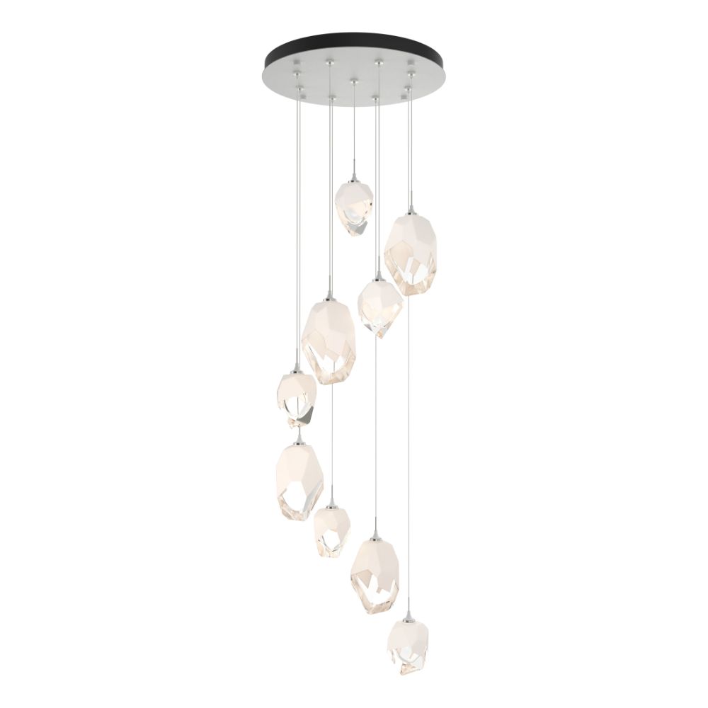 Hubbardton Forge 131142-1000 Chrysalis 9-Light Mixed Crystal Pendant - White Finish - White Crystal - Standard Overall Height