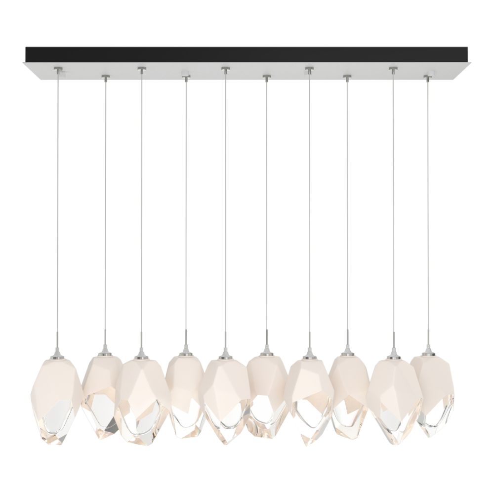 Hubbardton Forge 131144-1000 Chrysalis 10-Light Large Crystal Pendant - White Finish - White Crystal - Standard Overall Height