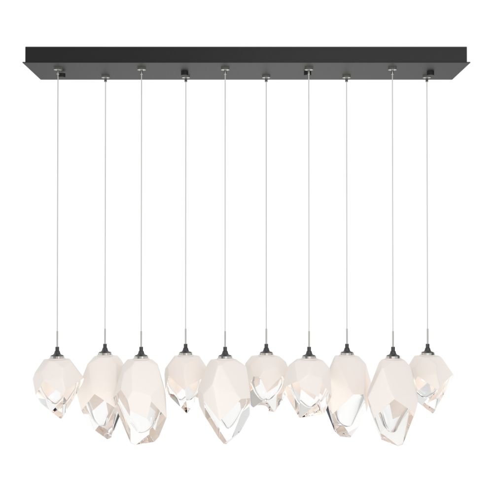 Hubbardton Forge 131145-1000 Chrysalis 10-Light Mixed Crystal Pendant - White Finish - White Crystal - Standard Overall Height