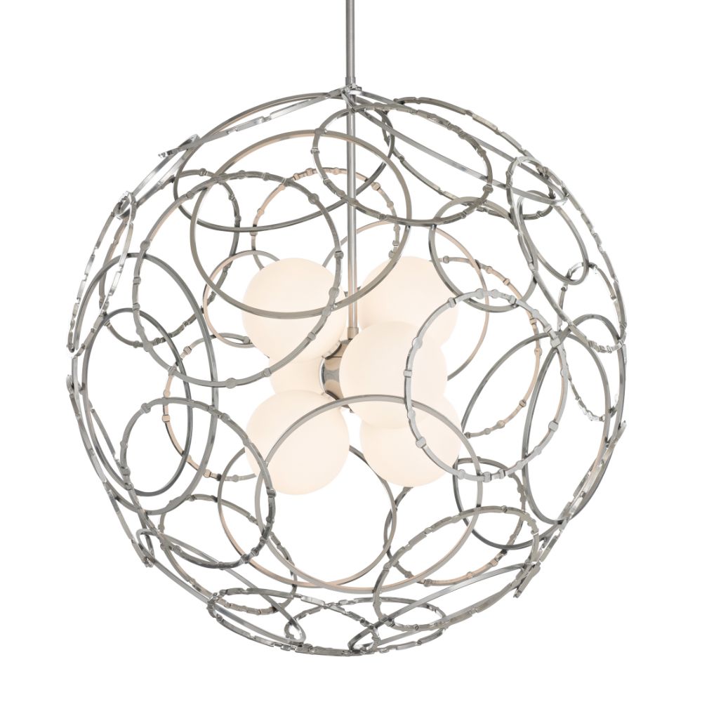 Hubbardton Forge 131602-1079 Olympus Orb Pendant - Sterling Finish - Opal Glass