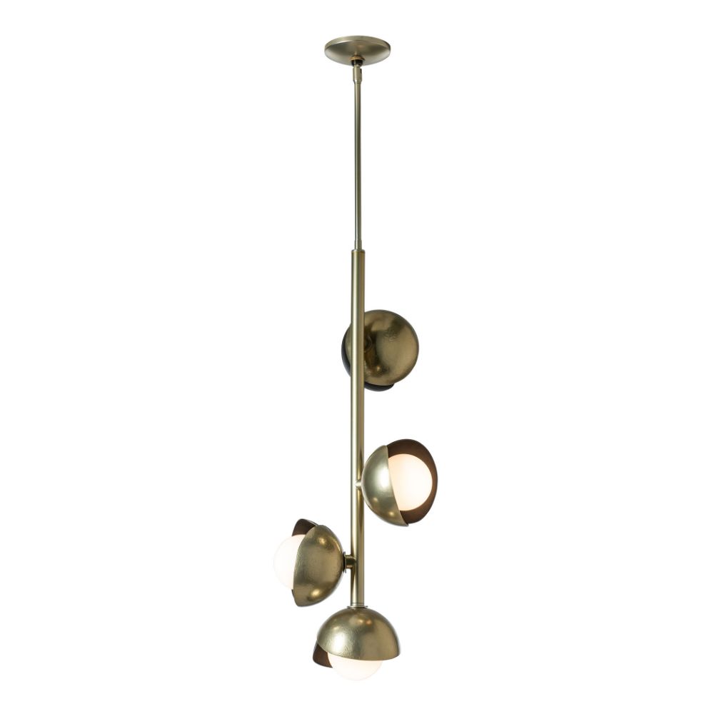 Hubbardton Forge 131611-1000 Brooklyn Vertical Pendant - Bronze Finish - Bronze Accents - Opal Glass
