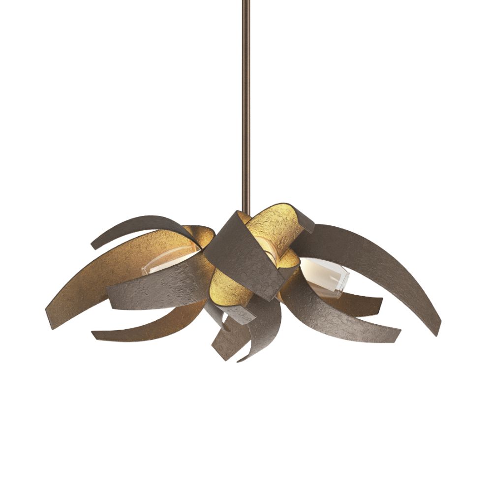 Hubbardton Forge 136500-1078 Corona Small Pendant - Bronze Finish - Clear Glass with Frosted Diffuser