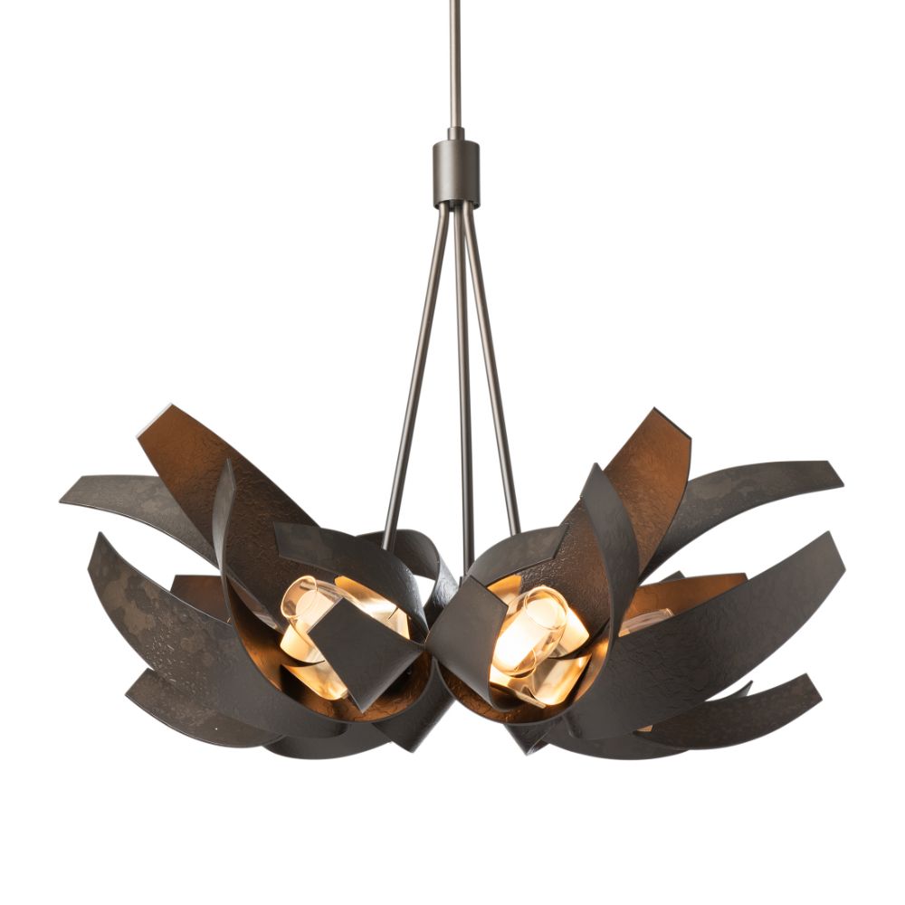 Hubbardton Forge 136502-1036 Corona Brass Accent Pendant - Bronze Finish - Brass - Clear Glass with Frosted Diffuser
