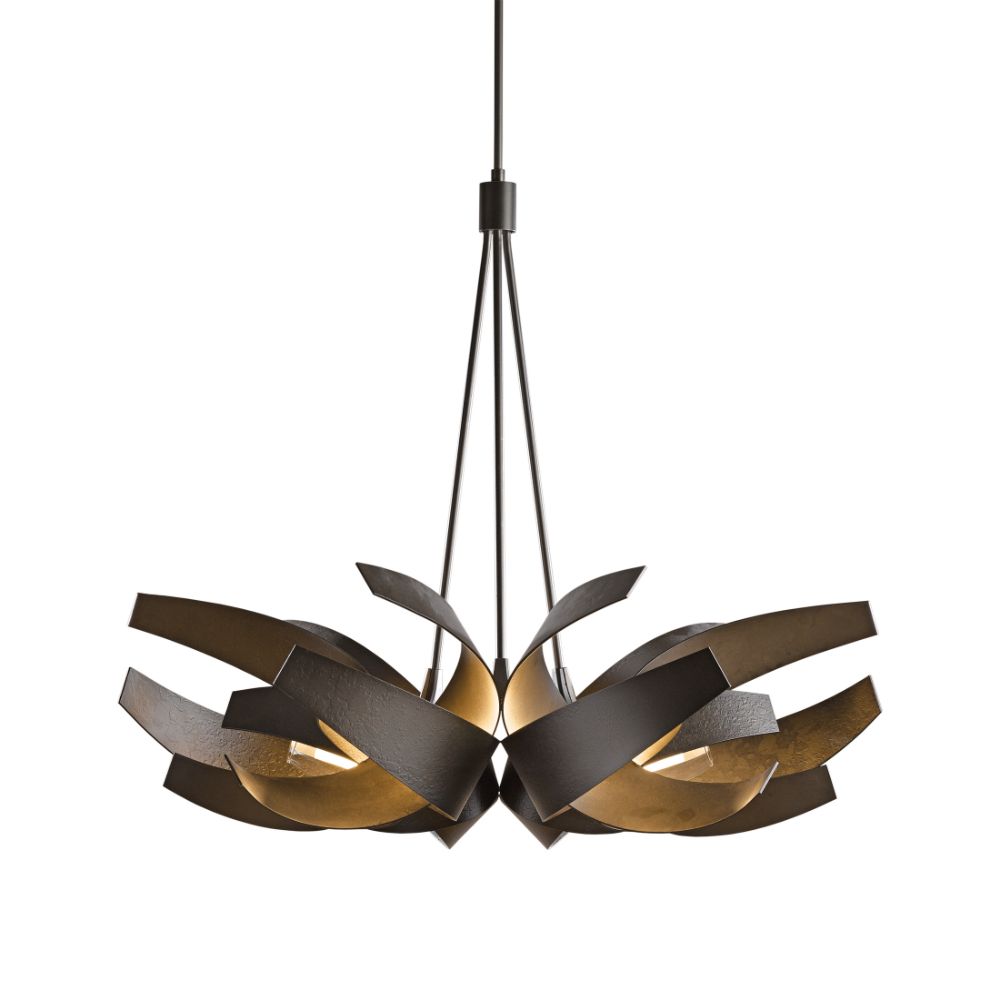 Hubbardton Forge 136505-1078 Corona Large Pendant - Bronze Finish - Clear Glass with Frosted Diffuser
