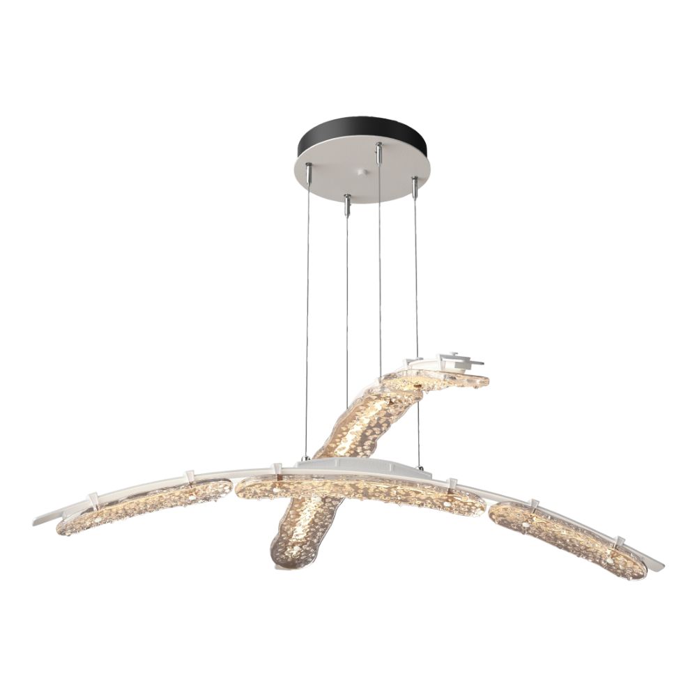 Hubbardton Forge 137587-1000 Glissade Double Large LED Pendant - White Finish - Clear Glass - Standard Overall Height