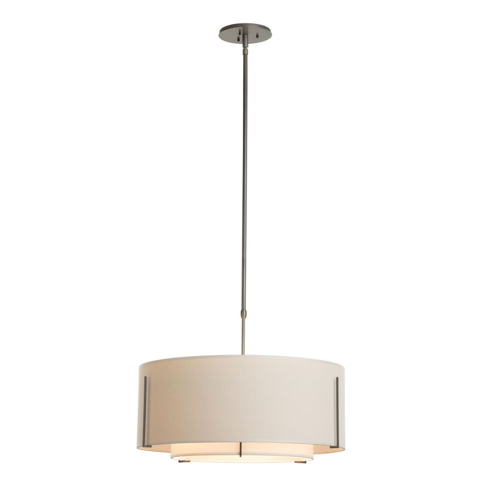 Hubbardton Forge 139605-6299 Exos Double Shade Pendant - Bronze Finish - Natural Anna Inner Shade & Natural Anna Outer Shade