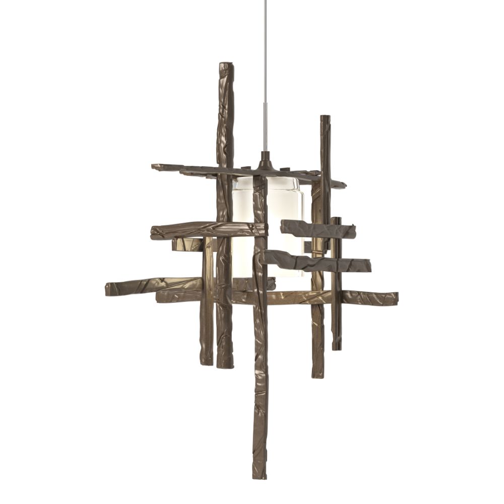 Hubbardton Forge 161185-1000 Tura Frosted Glass Low Voltage Mini Pendant in Bronze (05)