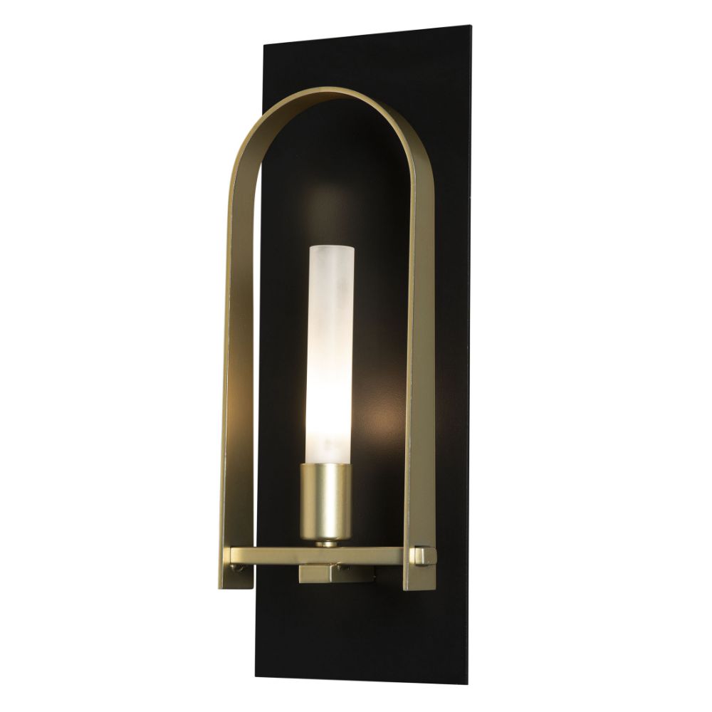 Hubbardton Forge 201070-1077 Triomphe 1-Light Sconce - Soft Gold Finish - White Accent - Frosted Glass