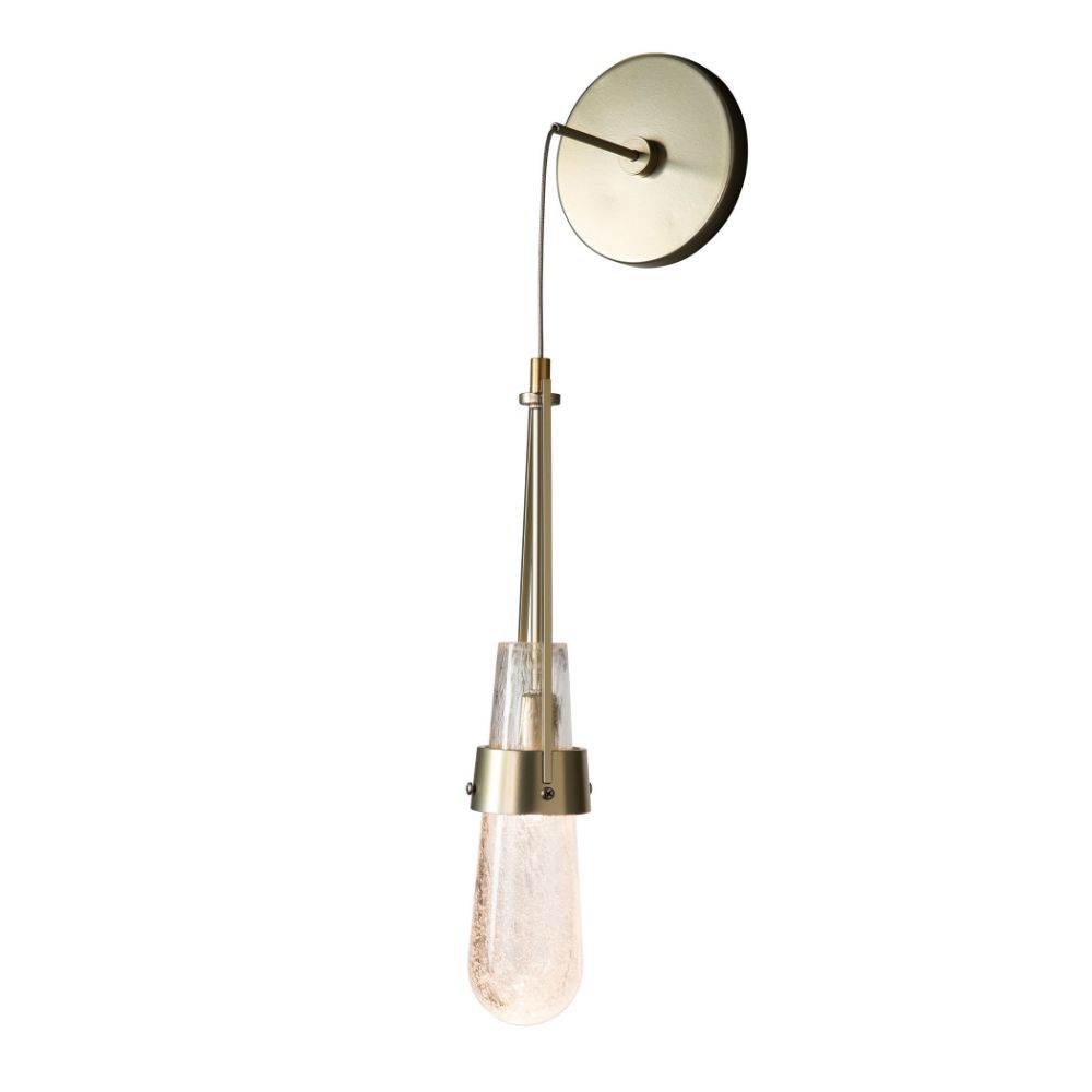 Hubbardton Forge 201392-1008 Link Blown Glass Low Voltage Sconce - Natural Iron Finish - Clear Bubble Glass