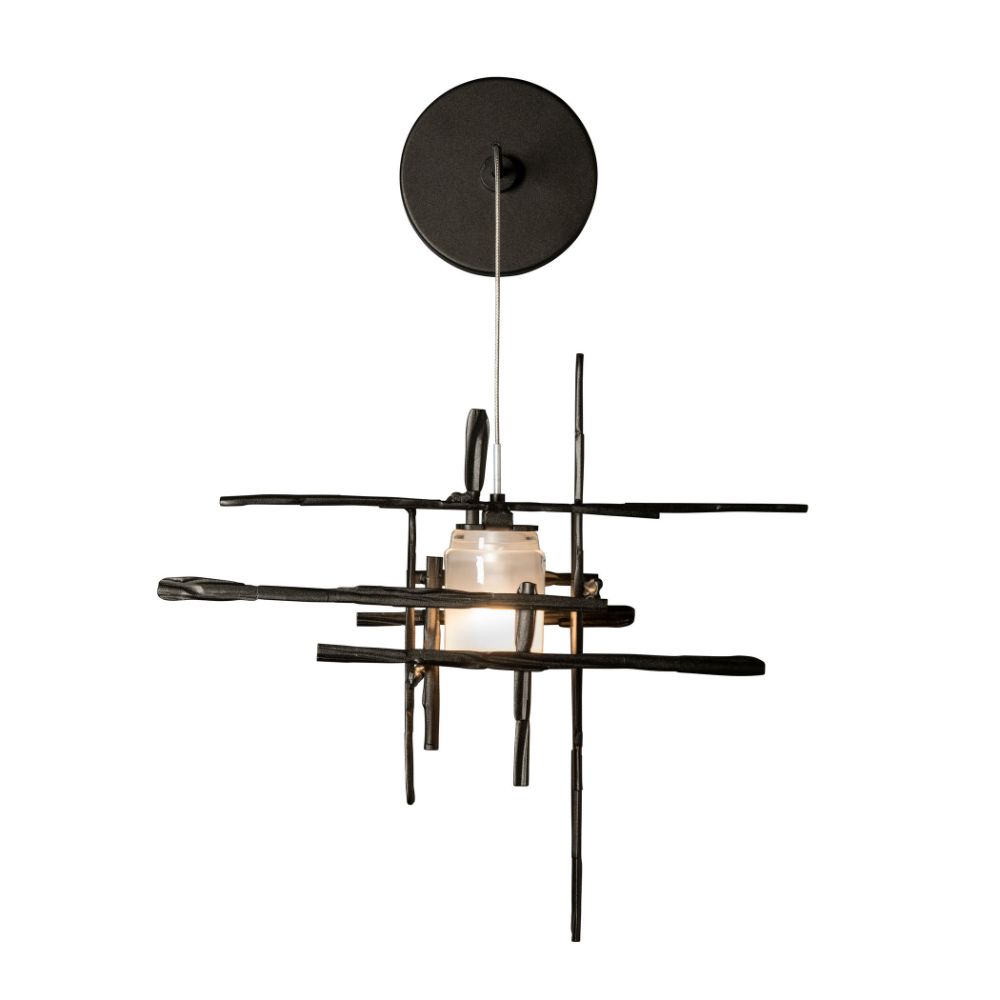 Hubbardton Forge 201396-1000 Tura Frosted Glass Low Voltage Sconce - Bronze Finish - Cast Glass