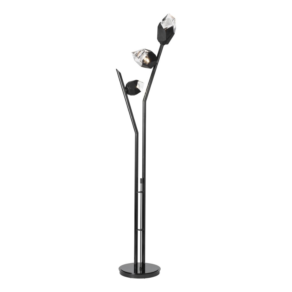 Hubbardton Forge 241101-1010 Chrysalis Torchiere - Natural Iron Finish - Black Crystal