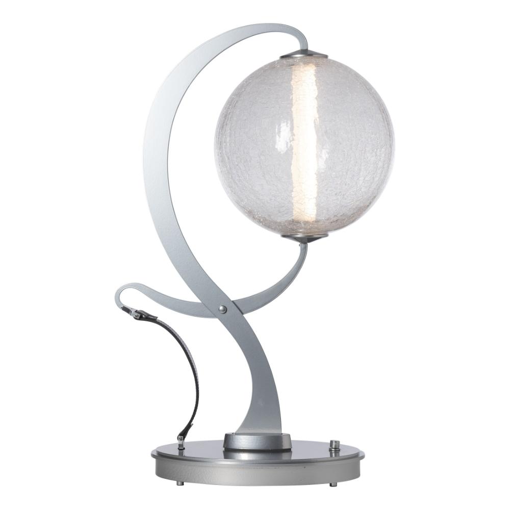 Hubbardton Forge 272102-1000 Pression Table Lamp - White Finish - British Brown Leather - Opal Glass