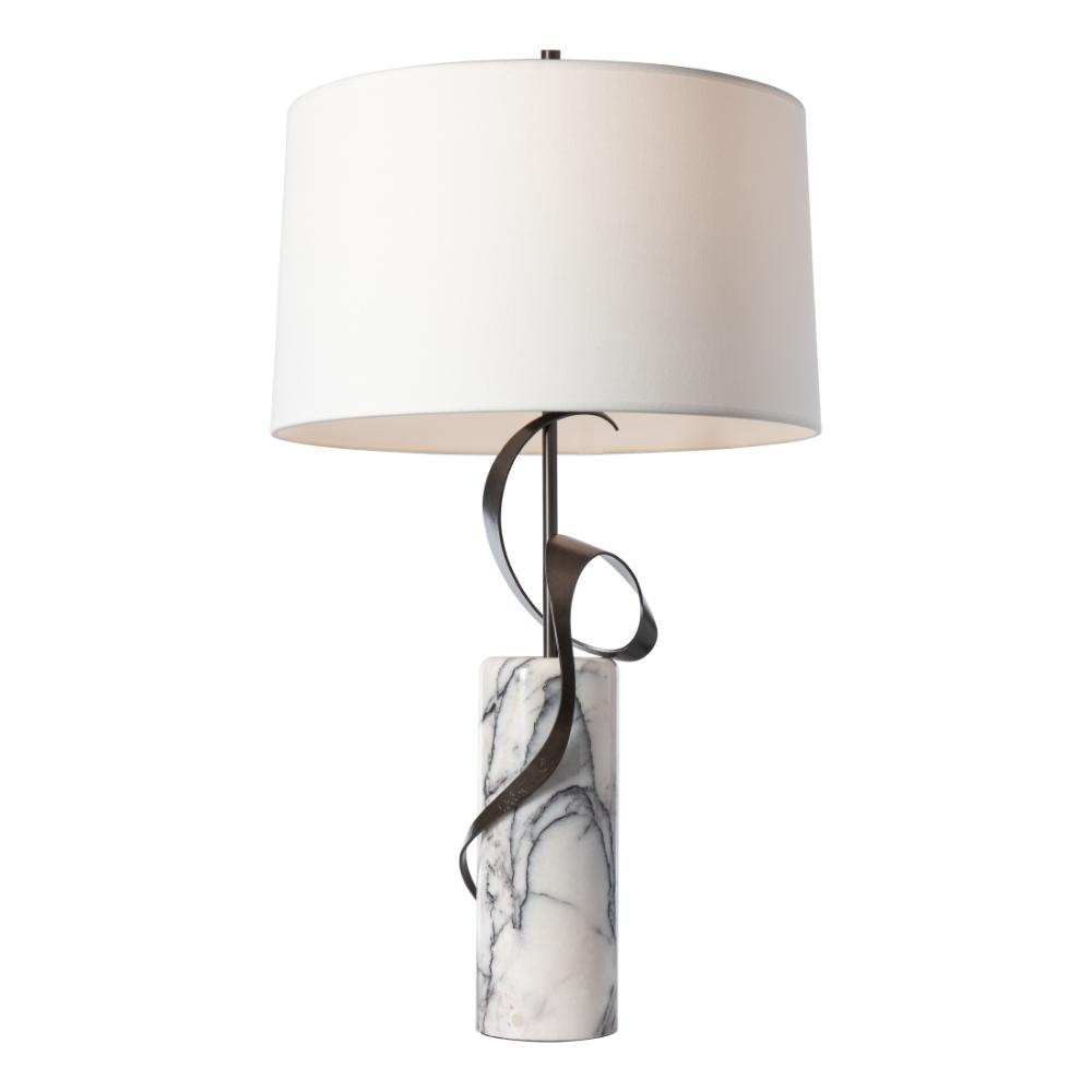 Hubbardton Forge 272112-1000 Rivulet Table Lamp - White Finish - Lilac Marble - Natural Anna Shade