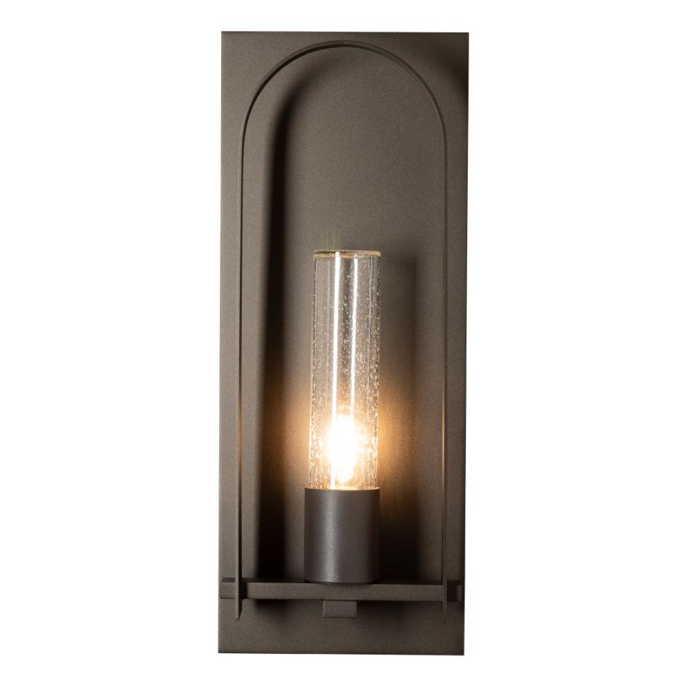 Hubbardton Forge 302032-1001 Triomphe Outdoor Sconce - 5.2" L x 10.7" W x 27.2" H - White - Seeded Clear Glass - 100W