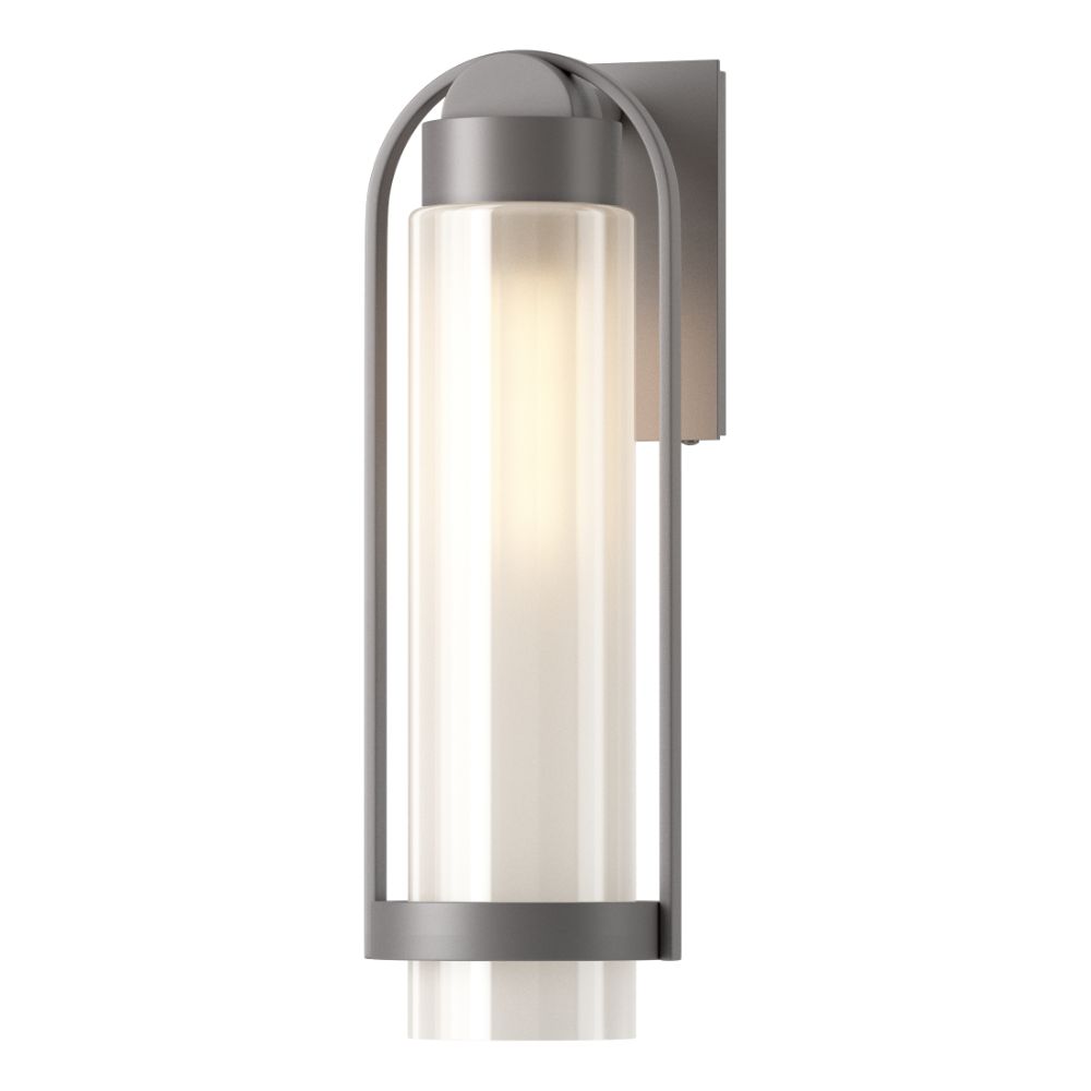 Hubbardton Forge 302556-1008 Alcove Medium Outdoor Sconce - Coastal Burnished Steel Finish - Frosted Glass