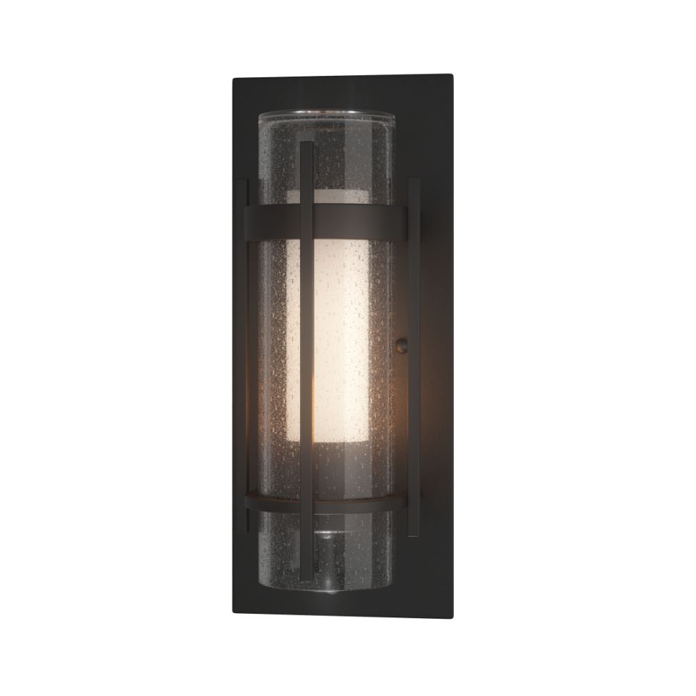Hubbardton Forge 305896-1000 Banded Seeded Glass Small Outdoor Sconce in Coastal Black (80)