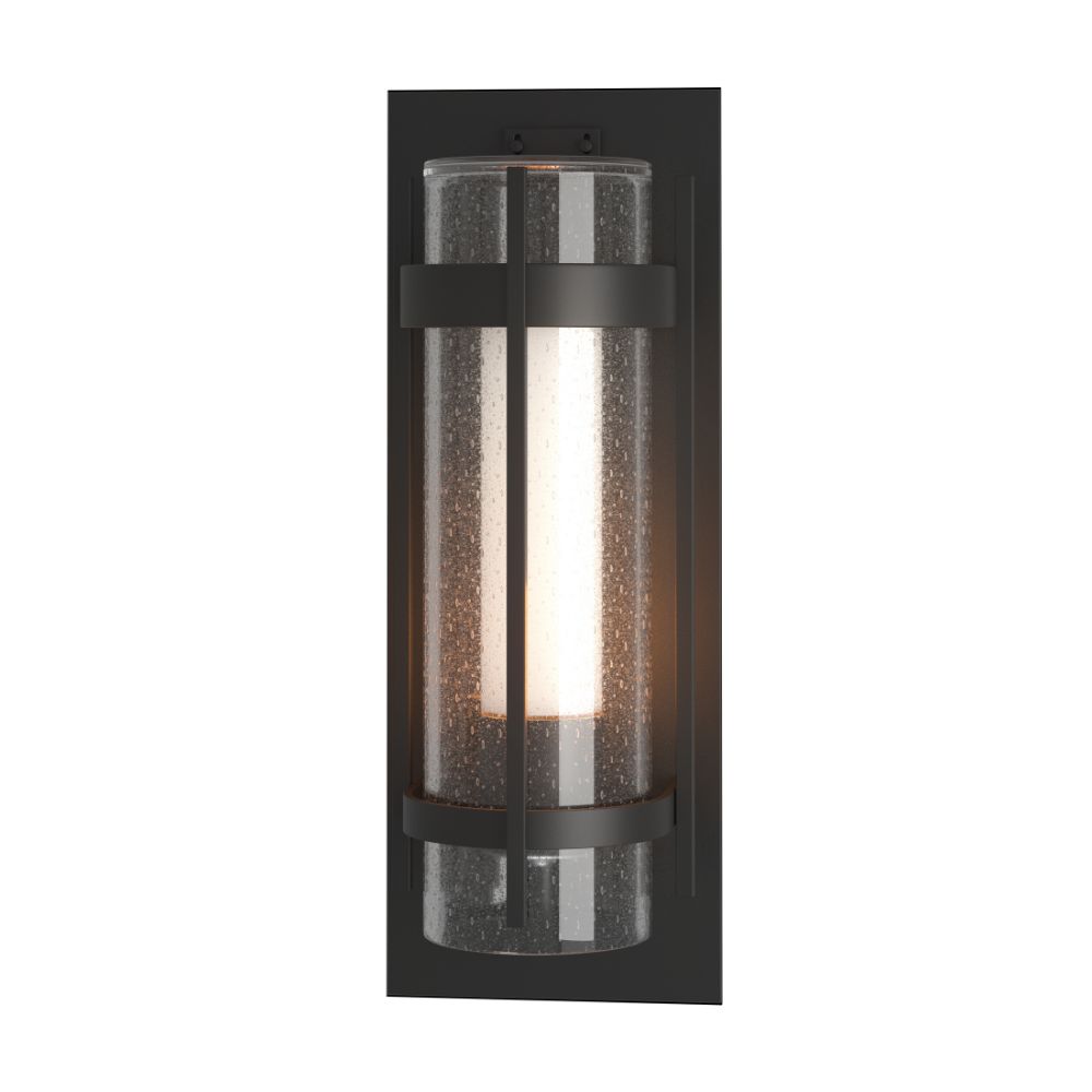 Hubbardton Forge 305898-1000 Banded Seeded Glass Large Outdoor Sconce in Coastal Black (80)