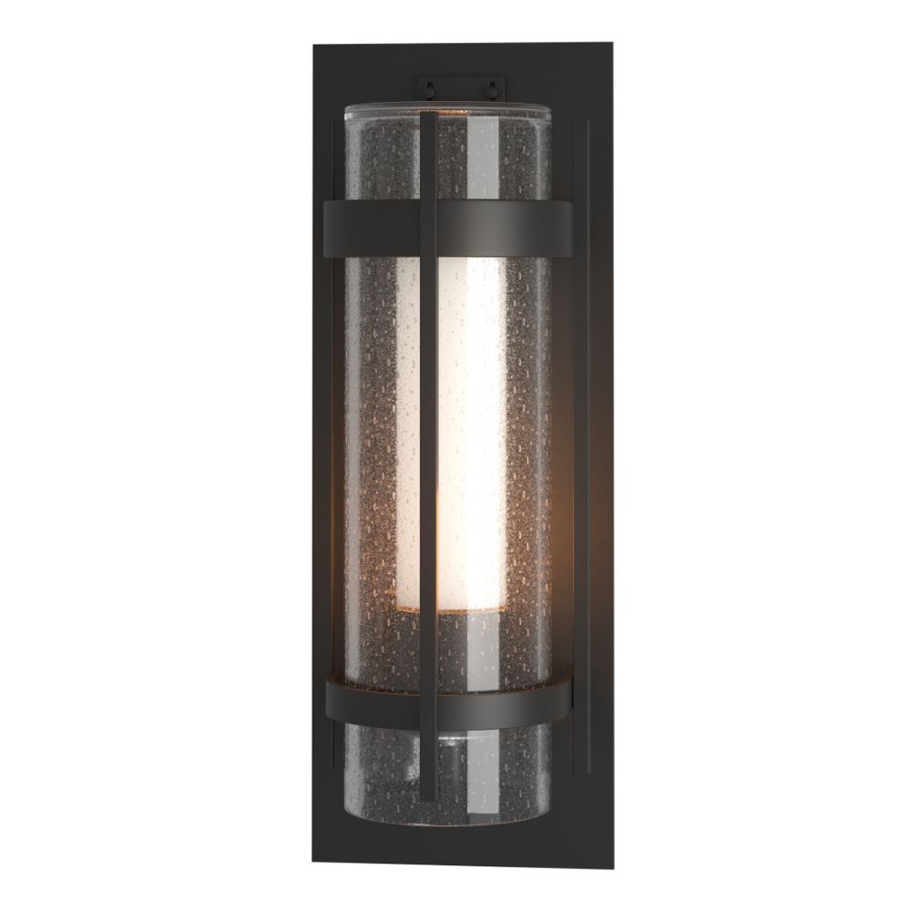 Hubbardton Forge 305899-1000 Banded Seeded Glass XL Outdoor Sconce in Coastal Black (80)