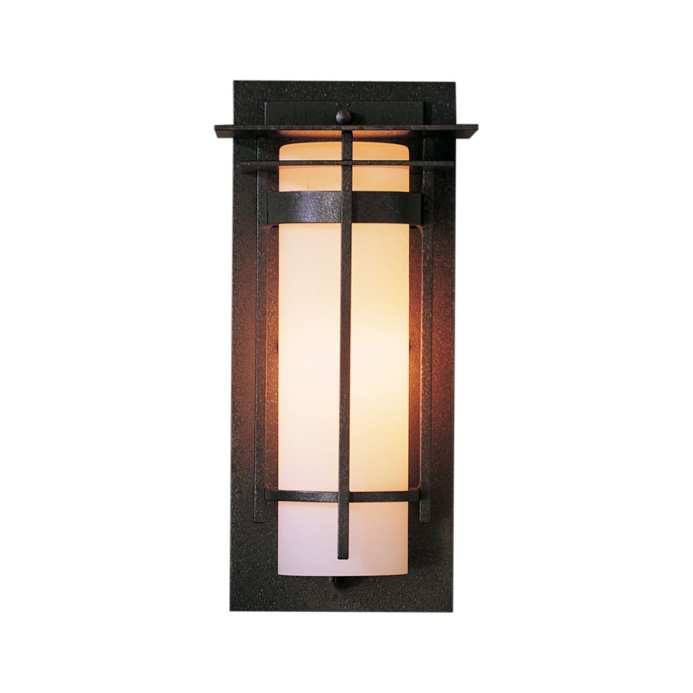 Hubbardton Forge 305992-1012 Banded with Top Plate Small Outdoor Sconce in Coastal Black (80)