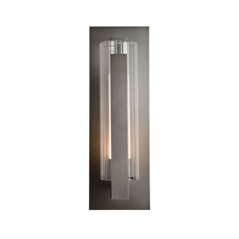 Hubbardton Forge 307283-1000 Vertical Bar Fluted Glass Large Outdoor Sconce in Coastal Black (80)
