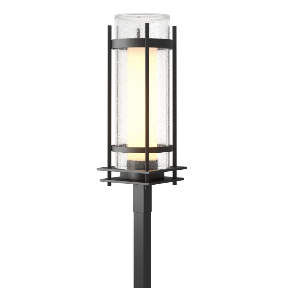 Hubbardton Forge 345897-1000 Banded Seeded Glass Outdoor Post Light in Coastal Black (80)