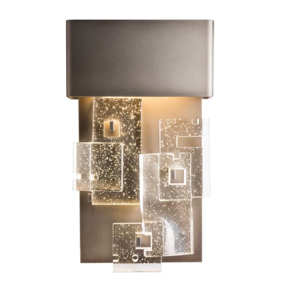 Hubbardton Forge 403016-1100 Fusion Small LED Sconce - White Finish - Seeded Clear Glass