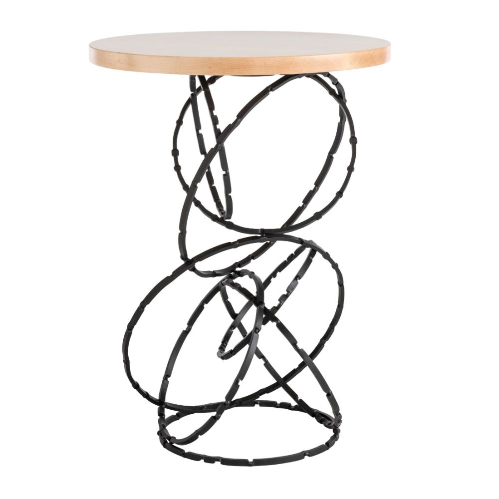 Hubbardton Forge 750134-1009 Olympus Wood Top Accent Table - Oil Rubbed Bronze Finish - Natural Maple Top