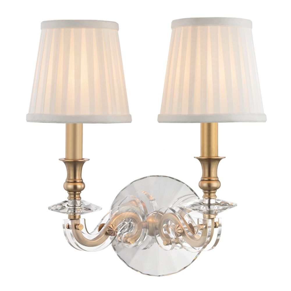 Hudson Valley 1292-AGB 2 LIGHT WALL SCONCE in Aged Brass