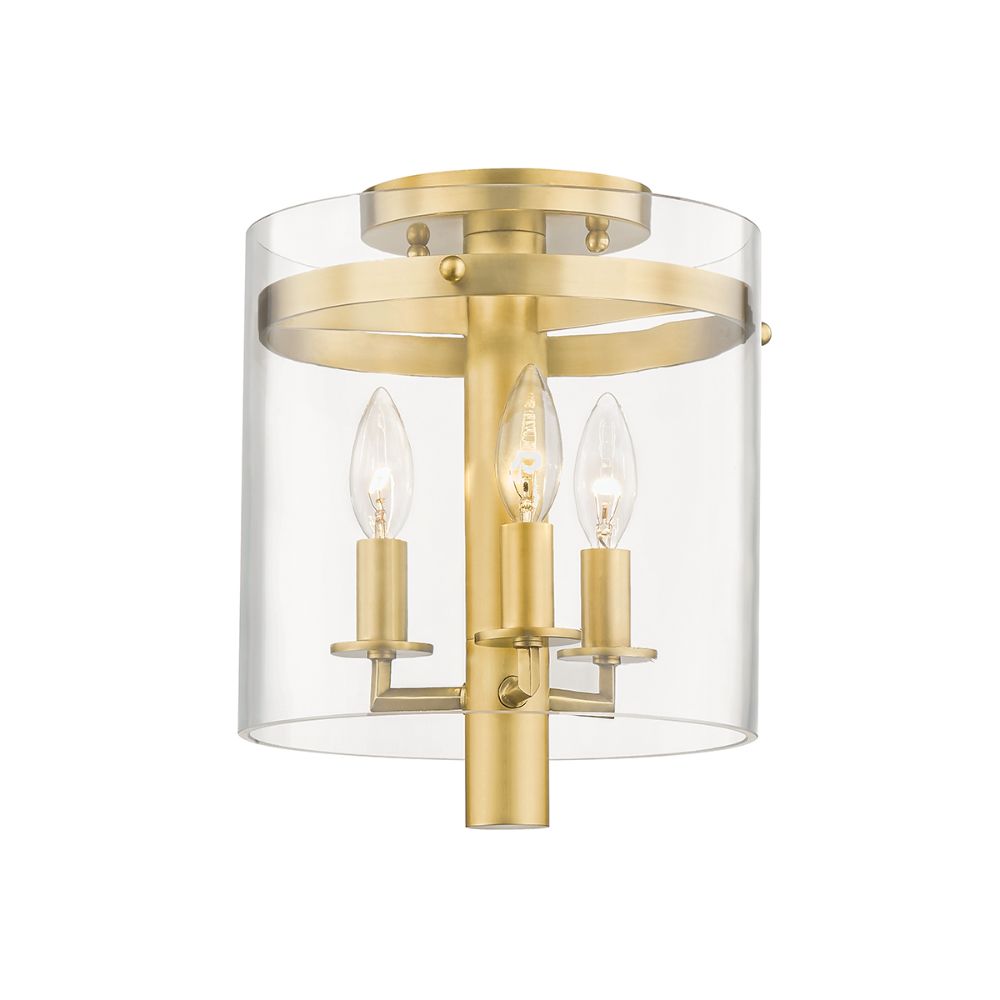 Hudson Valley Lighting 1303-AGB 3 Light Flush Mount in Aged Brass