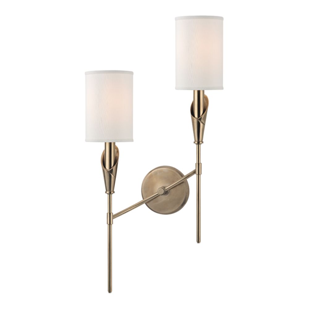 Hudson Valley Lighting 1312L-AGB Tate 2 Light Left Wall Sconce in Aged Brass