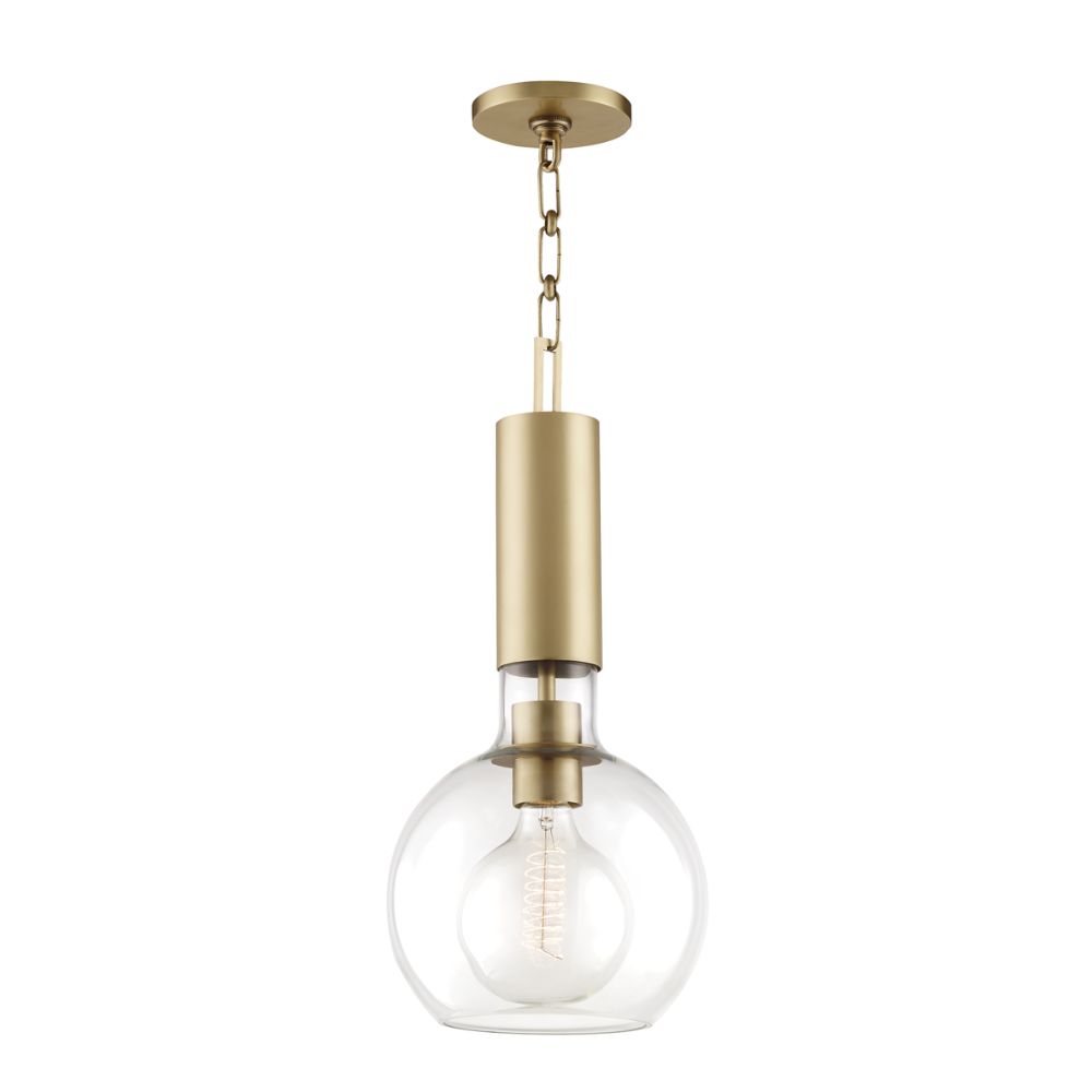 Hudson Valley 1409-AGB Raleigh 1 Light Small Pendant in Aged Brass